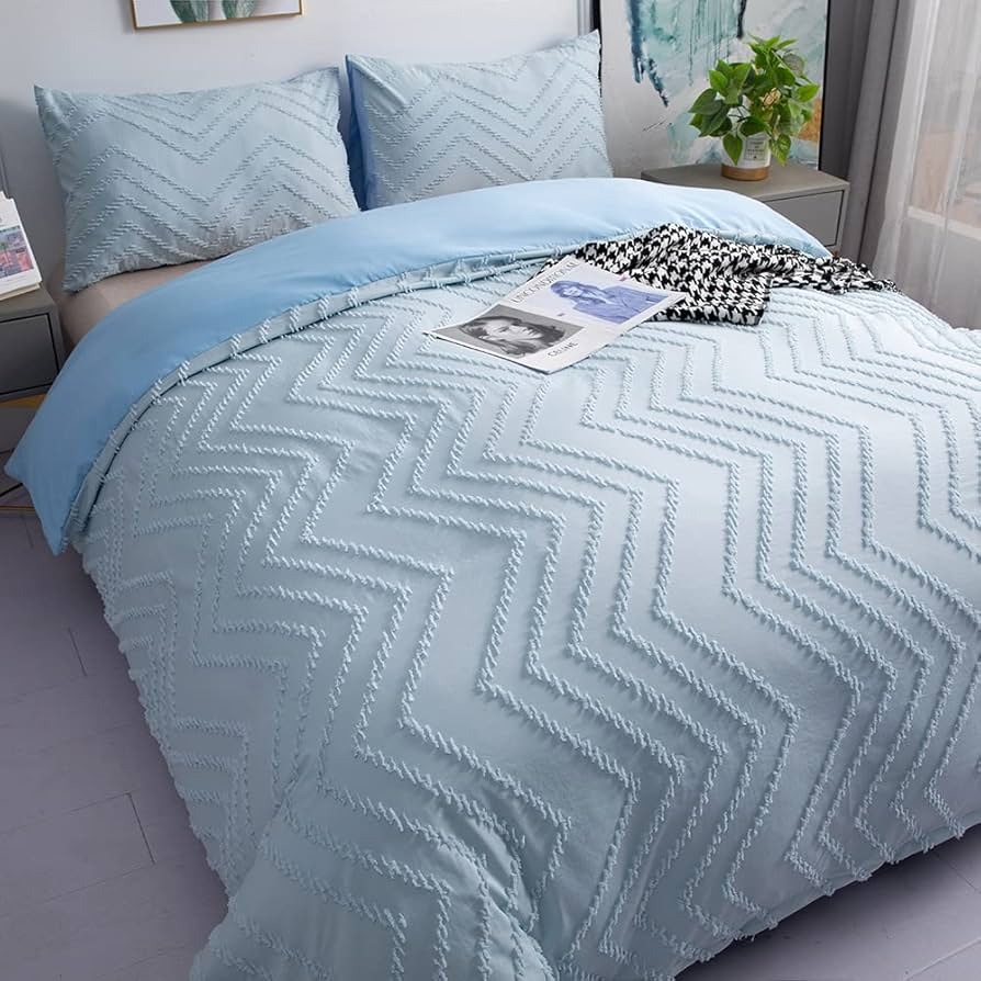 6X7 3Pc Tufted Wave Duvet Cover Set