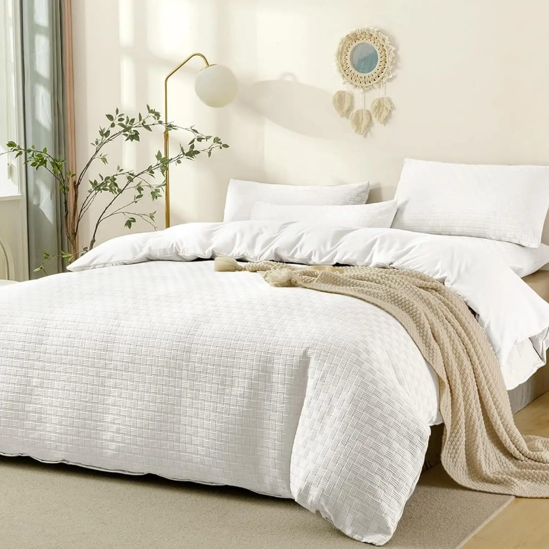 6X7 3Pc Waffle Duvet Cover Set