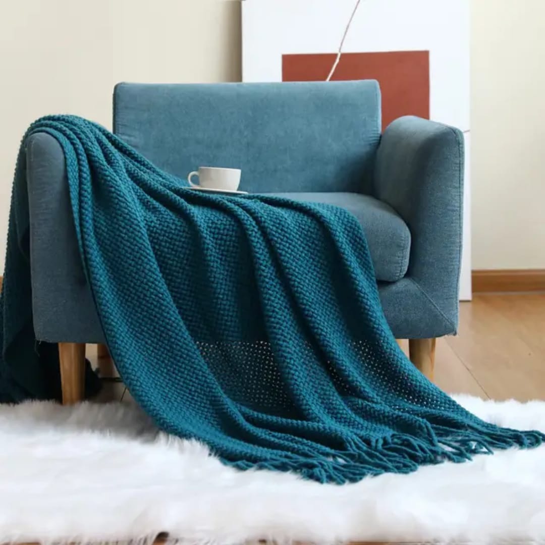 Knitted Tassel Throw Blankets 130 x180cm