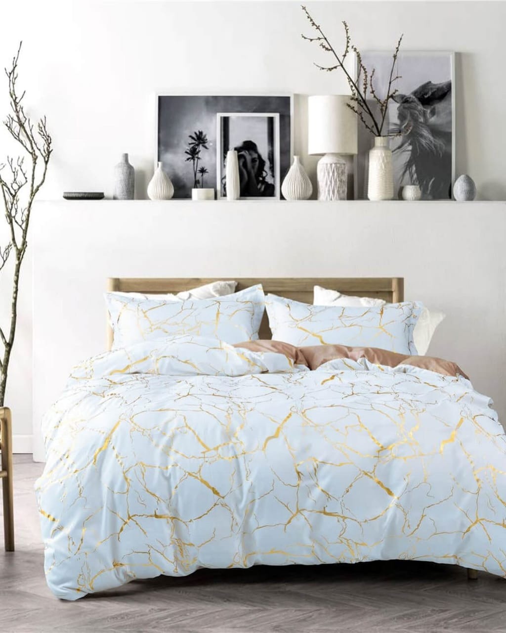 6X7 Gold Marble Texture Foil Style Duvet Cover - Image 2