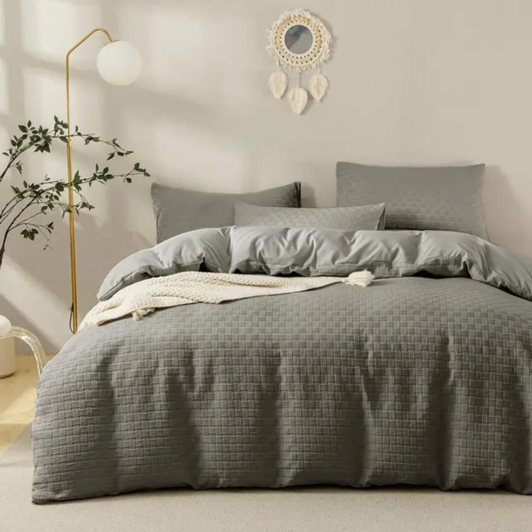6X7 3Pc Waffle Duvet Cover Set - Image 2