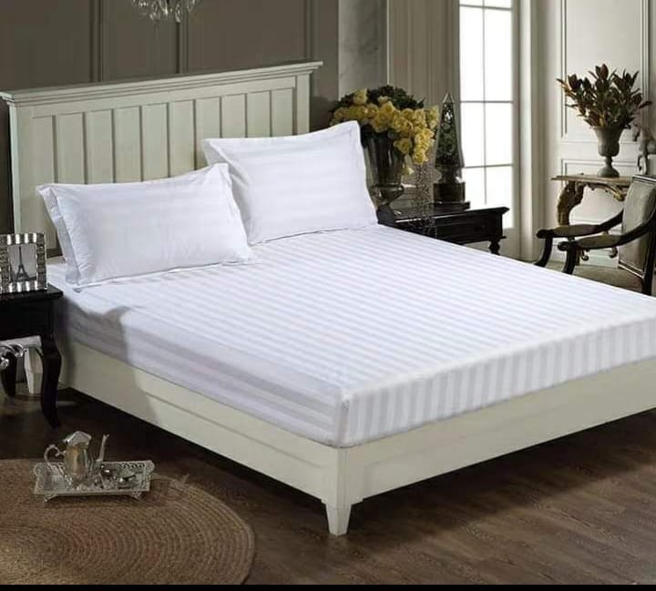 6X7 Striped Cotton Bedsheets Set 4pc