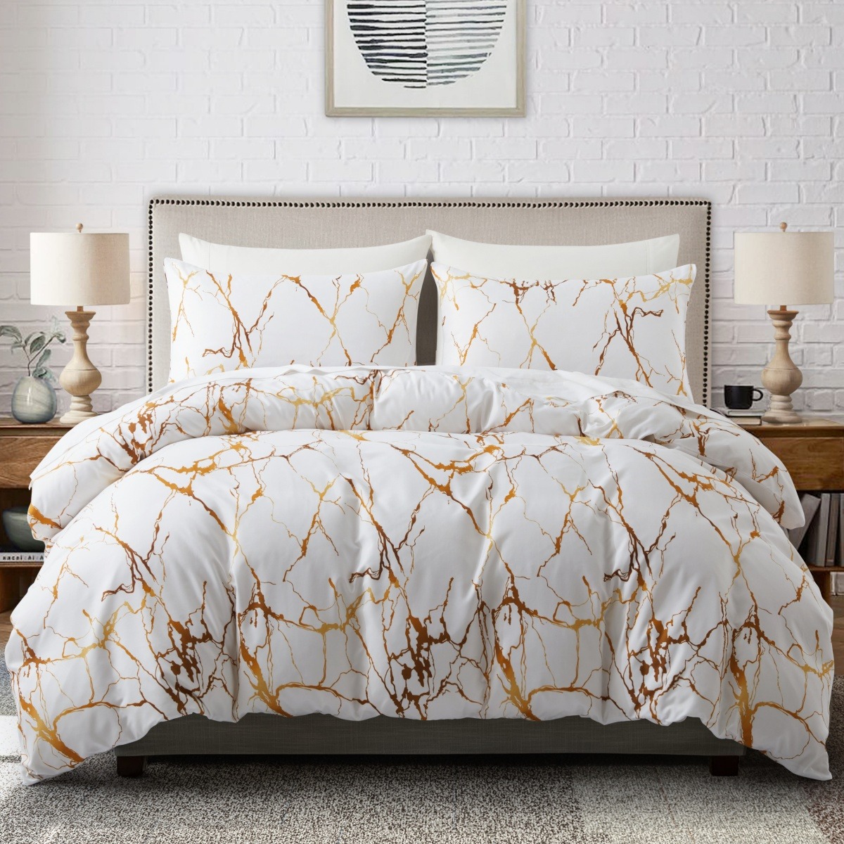 6X7 Gold Marble Texture Foil Style Duvet Cover - Image 5