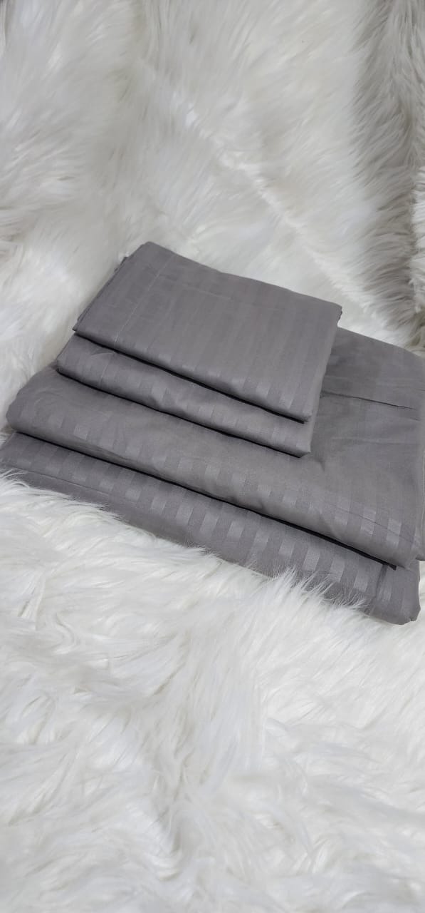 6X7 Striped Cotton Bedsheets Set 4pc - Image 6