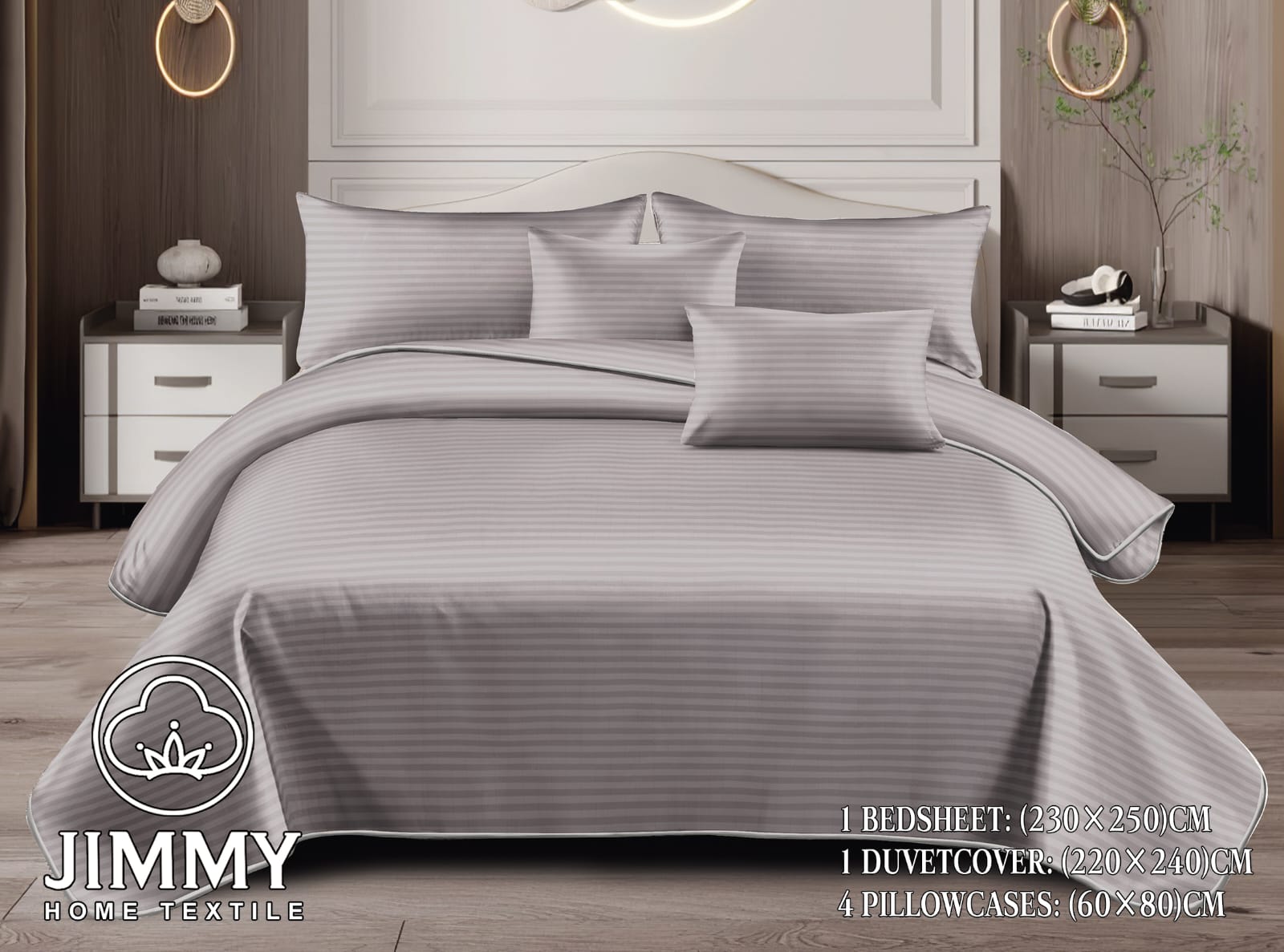 6X7 Striped Duvet Cover With Fitted Bedsheets - Image 4