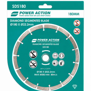 POWER ACTION Diamond Segmented Blade 7" (180mm) – Heavy Duty Concrete, Brick & Masonry Cutting Disc