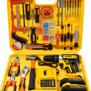 36V Cordless Drill Tool Kit – Complete DIY Power Tool Set with 2 Batteries