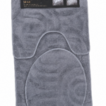 Luxury 3-Piece Grey Bathroom Mat Set – Soft Plush Non-Slip Bath Rug & Toilet Mat