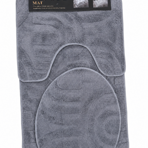 Luxury 3-Piece Grey Bathroom Mat Set – Soft Plush Non-Slip Bath Rug & Toilet Mat