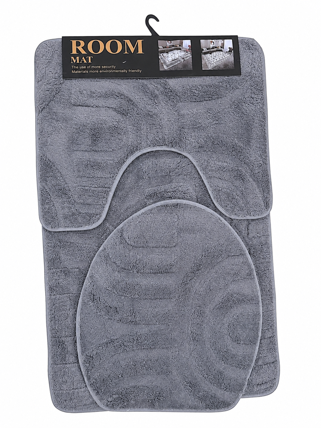 Luxury 3-Piece Grey Bathroom Mat Set – Soft Plush Non-Slip Bath Rug & Toilet Mat