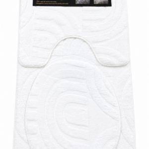 Luxury 3-Piece Soft Plush Bathroom Mat Set – Non-Slip Bath, Toilet & Contour Rug Set (whiite)