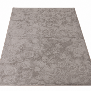 Luxury Grey Plush Area Rug – Modern Circular Pattern Carpet 7x10