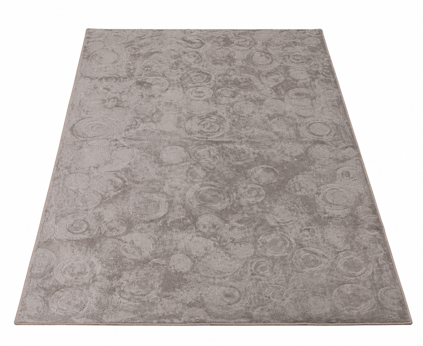 Luxury Grey Plush Area Rug – Modern Circular Pattern Carpet 7x10