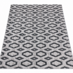 Luxury Grey Geometric Area Rug – Modern Hexagon Pattern Carpet 7x10