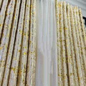 Marble Velvet Blackout Curtain Set – Heavy Blackout Panels with 3M Sheer
