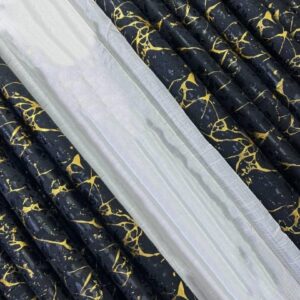 Marble Velvet Blackout Curtain Set – Heavy Blackout Panels with 3M Sheer