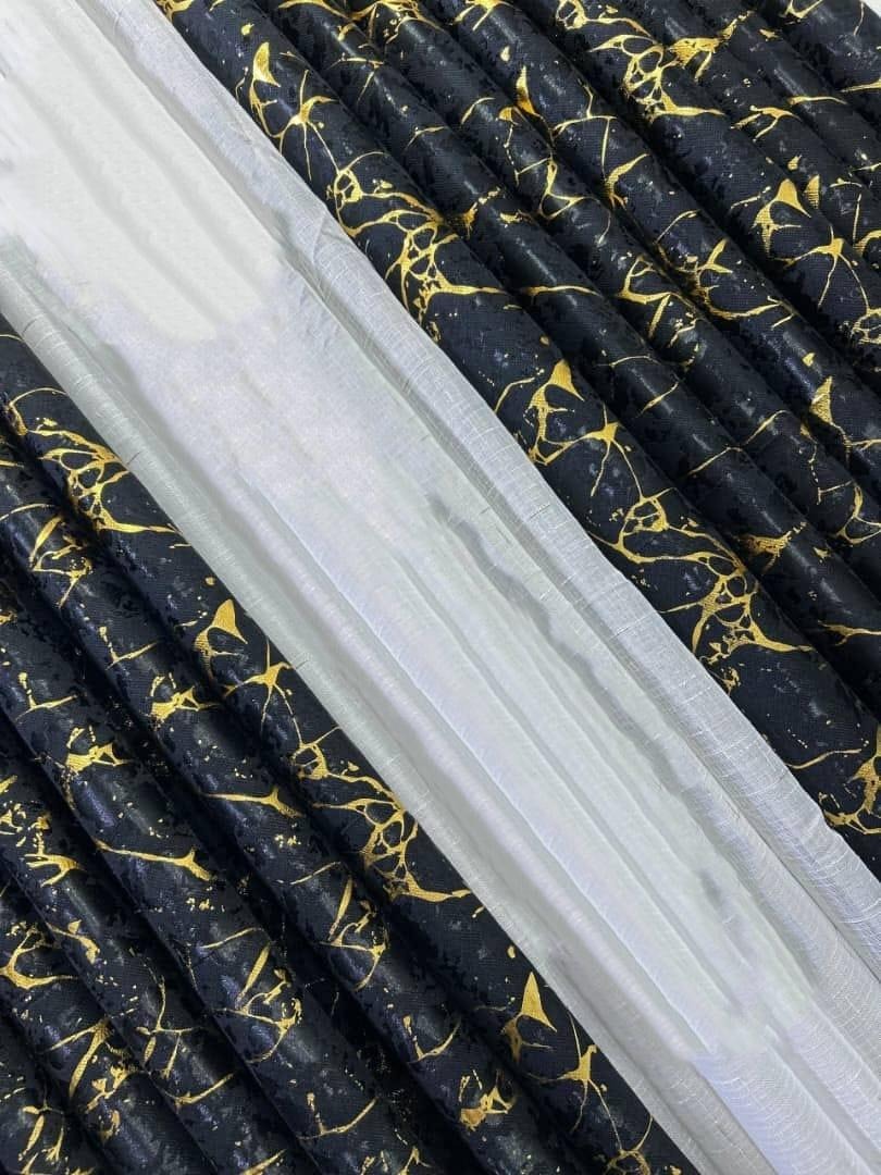 Marble Velvet Blackout Curtain Set – Heavy Blackout Panels with 3M Sheer