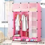 3 Column Plastic Wardrobe Closet with Hanging Rail – 165cm x 111cm x 47cm