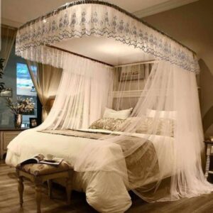 4x6  Luxury Mosquito Net Canopy Bed Curtain | Elegant Four Poster Bed Net