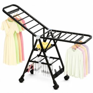 Foldable Clothes Drying Rack with Wheels – Heavy Duty Indoor & Outdoor Laundry Dryer
