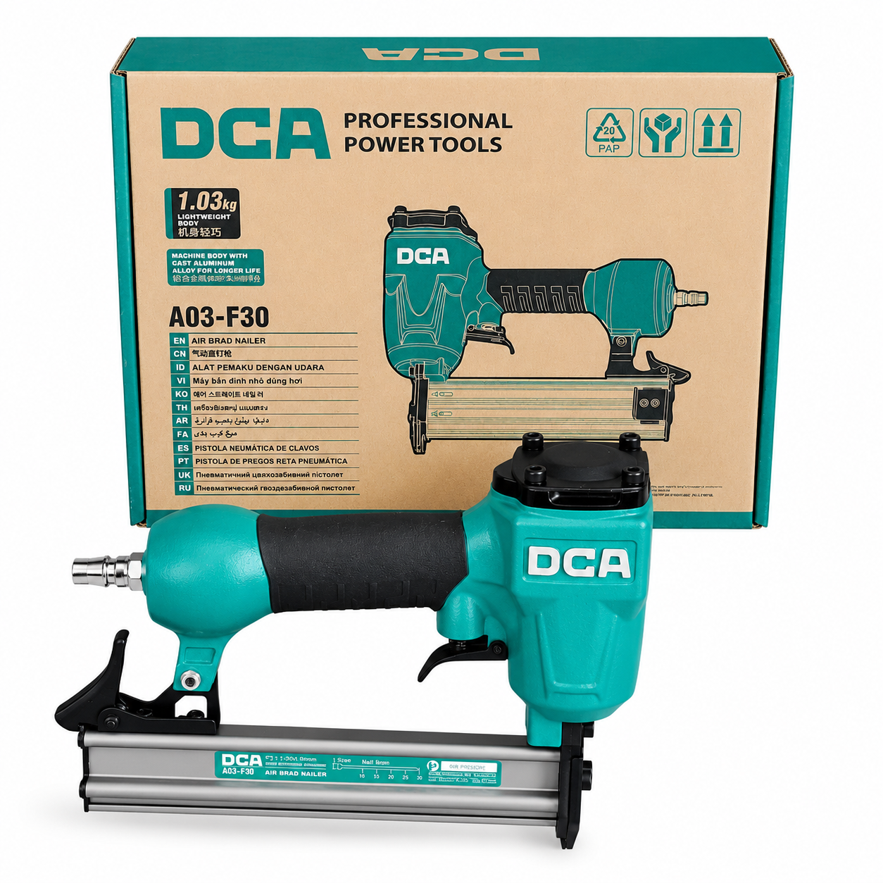 DCA A03-F30 Professional Air Brad Nailer – Pneumatic Finish Nailer for Woodworking & Furniture