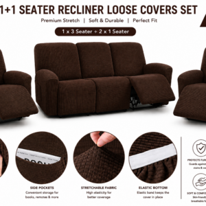 5 Seater Recliner Loose Covers | Stretch Washable Sofa Covers