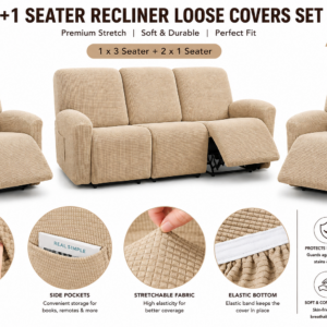 5 Seater Recliner Loose Covers | Stretch Washable Sofa Covers