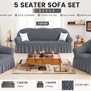 5 Seater Loose Covers – Stretch Washable Sofa Protector Slipcover