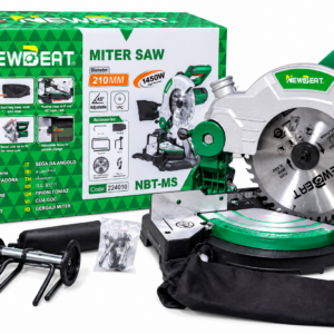 Newbeat 210mm Mitre Saw 1450W – 5300 RPM Wood Cutting Machine with Dust Bag & Clamp