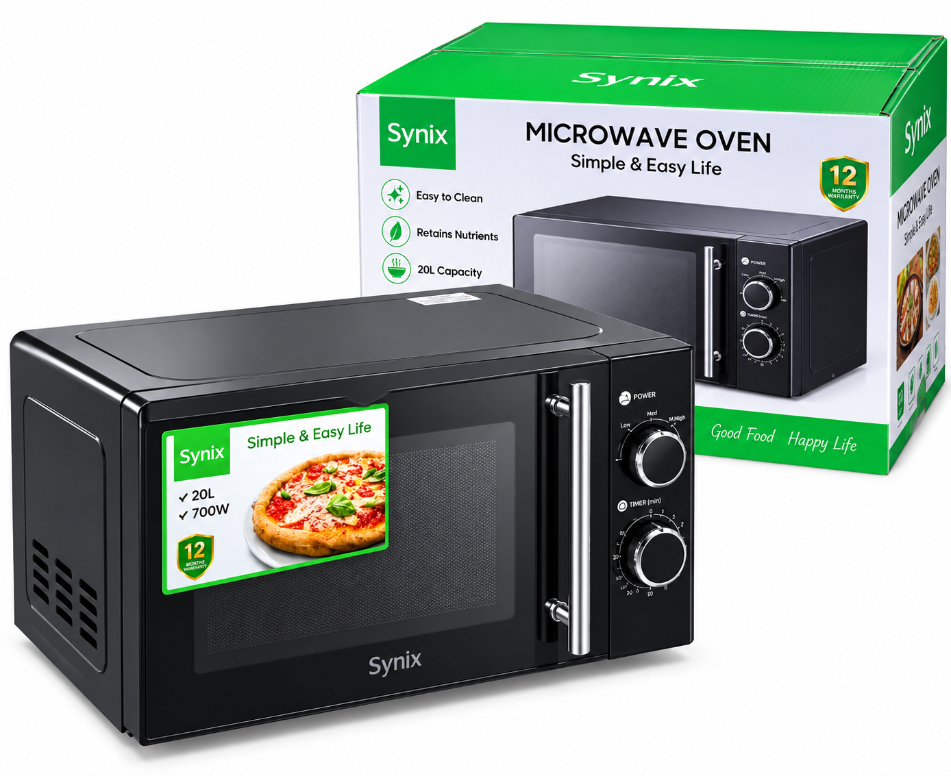 Synix 20L 700W Microwave Oven – Easy to Clean