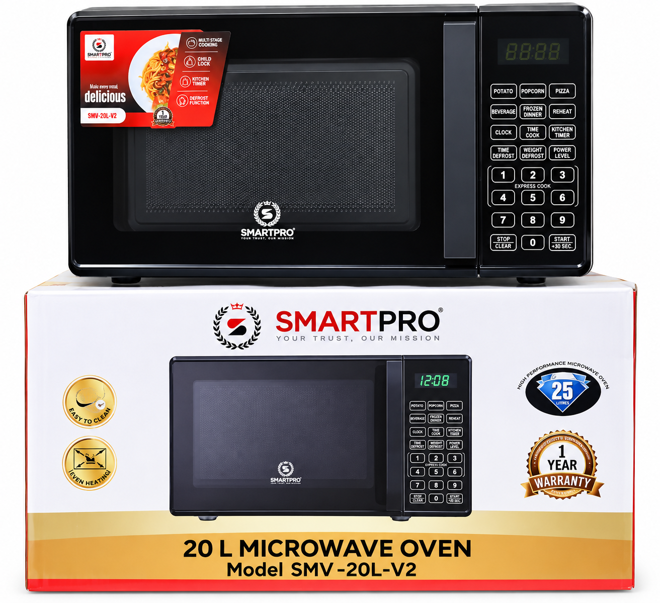 Smartpro 20L Digital Microwave Oven – Express Cooking & Child Lock