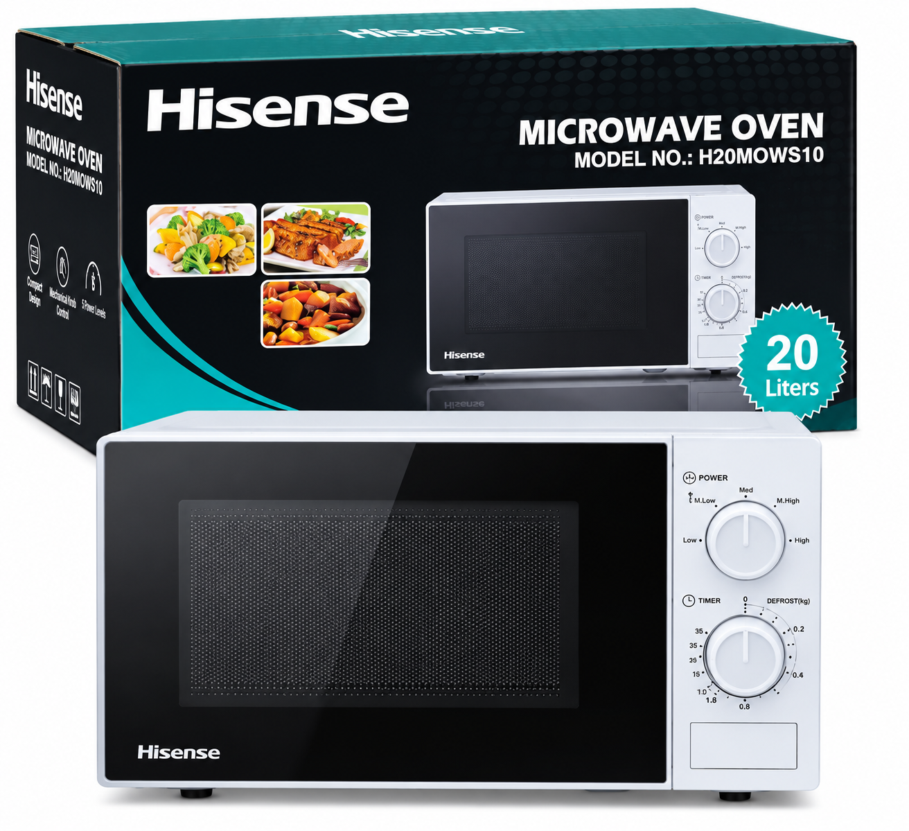 Hisense 20 Litres Manual Microwave Oven – Silver